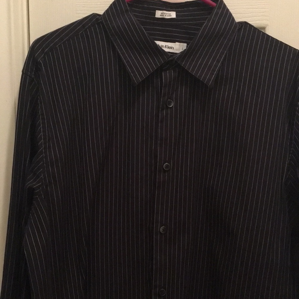 Men’s Calvin Klein black with blue stripes shirt